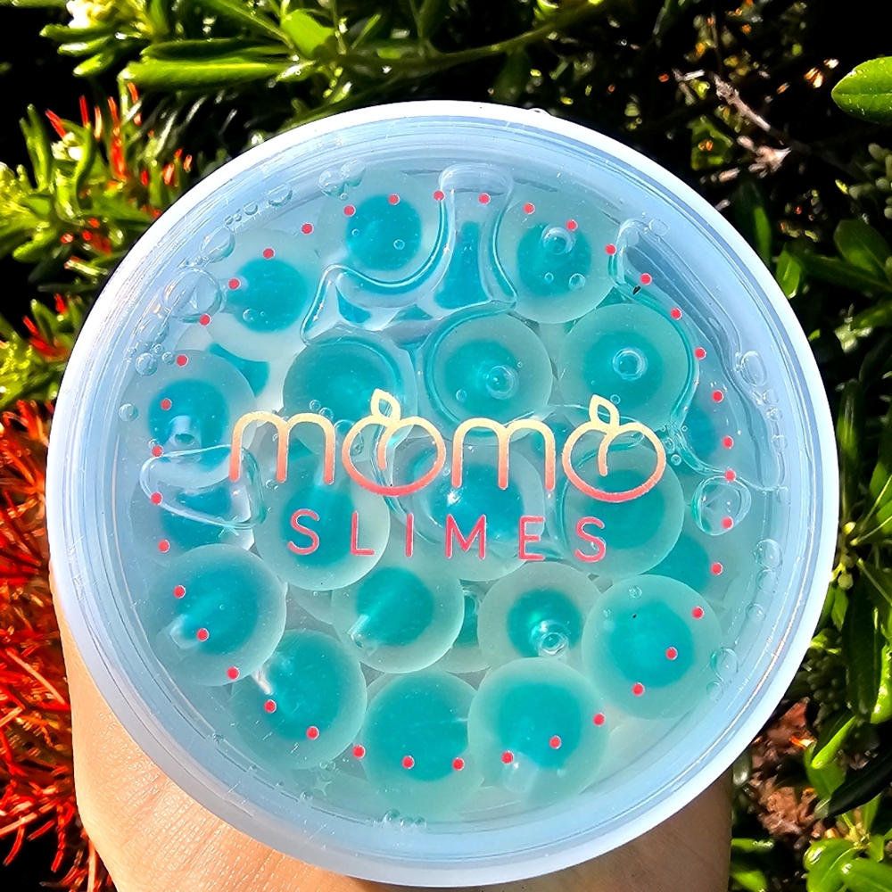 Momo Slimes Tiffany Blue Frog Spawn Clear Slime